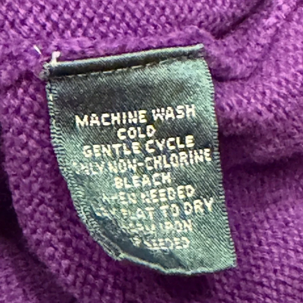 Lauren Ralph Lauren Women's 1/4 Zip‎ Sweater Purple Crest Large Petite Preppy